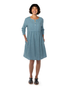 3/4 Slv Button Dress