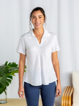 S/S Bias Collar Shirt