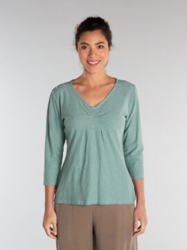 3/4 Slv Tuck Front Top