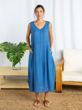 V-Neck Seamed Bubble Dress